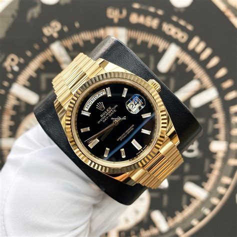 rolex day date 40 black face|rolex day date diamond dial.